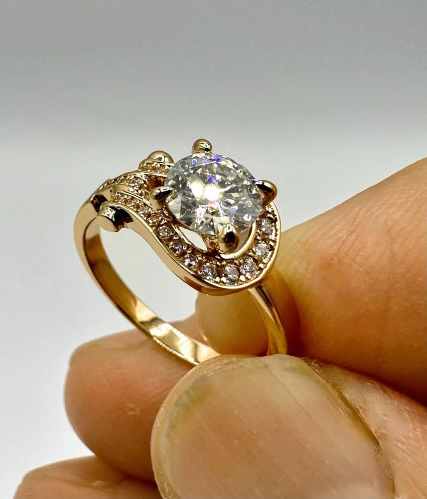 1.50CT Round Lab Created Diamond Engagement Women Ring 14K Yellow Gold Plated