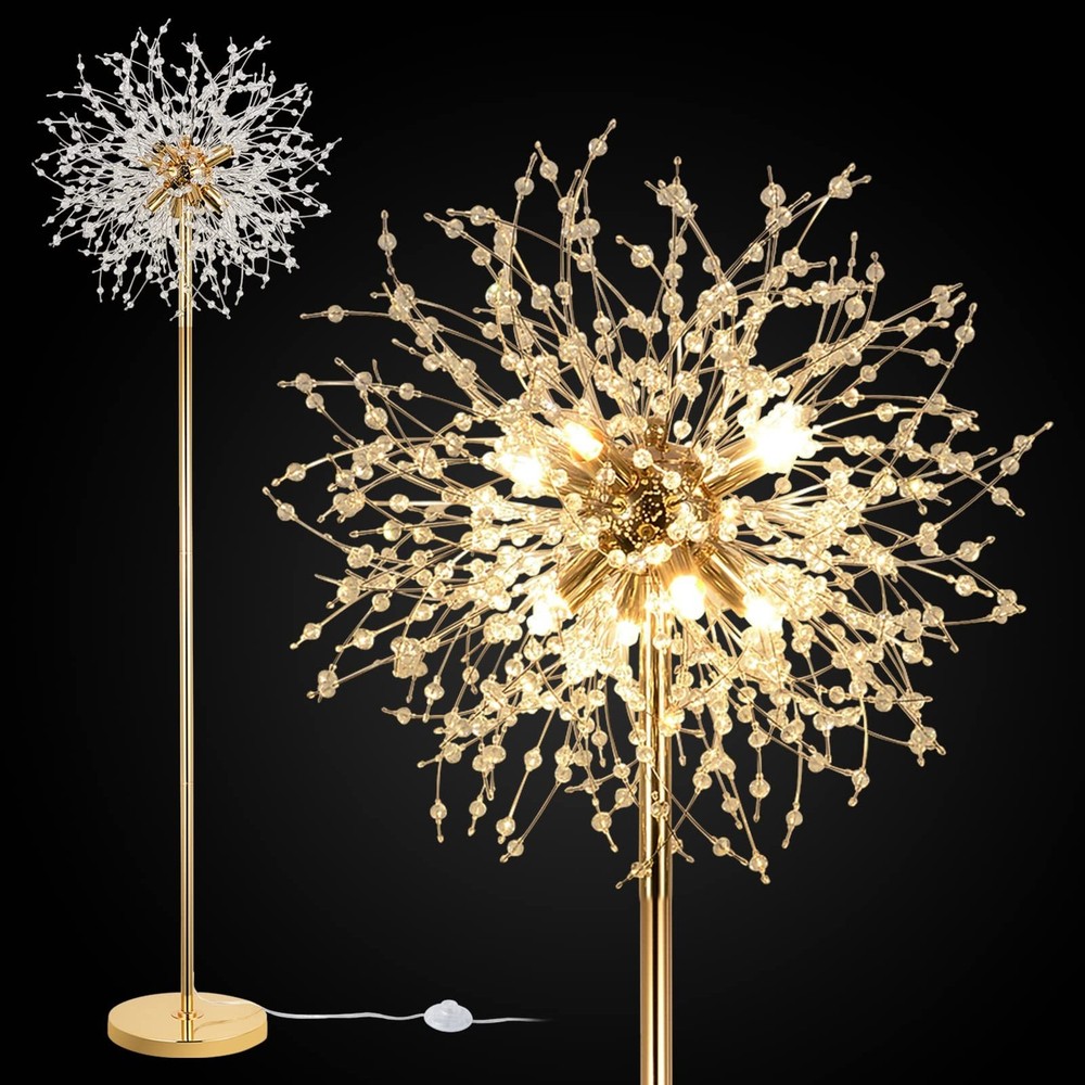 69-Inch Modern Crystal LED Floor Lamp with K9 Crystal for Elegant Home Lighting