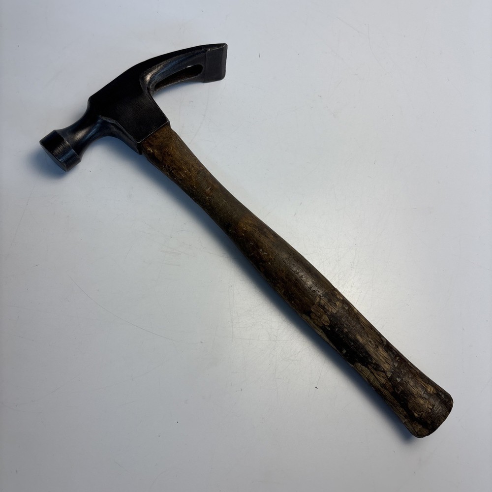 Vintage Specialty Hammer Mason Bricklayer Slotted Nail Puller Wood Handle