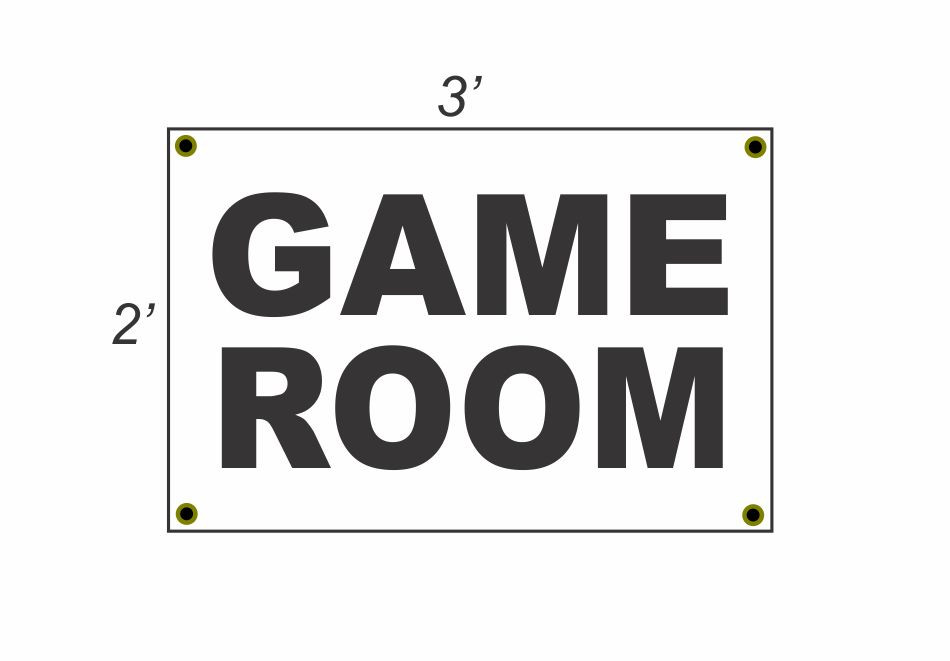2x3 Black & White Game Room Banner Sign – New Size, Discount Price, Free Shipping Included