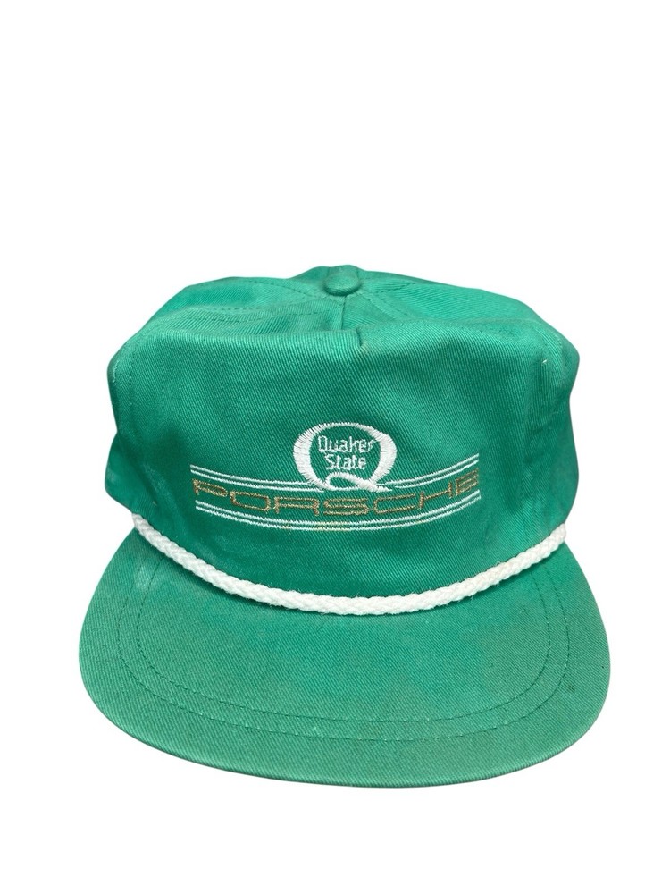 Vintage Quaker State Porsche Green Auto Racing Cap