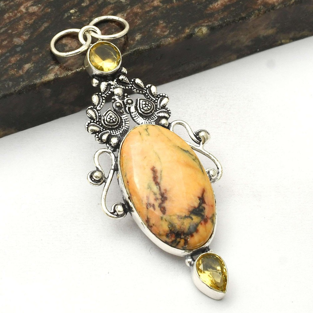 Dendrite Opal Citrine Gemstone Handmade Pendant Jewelry Wedding Gift  AP-23790