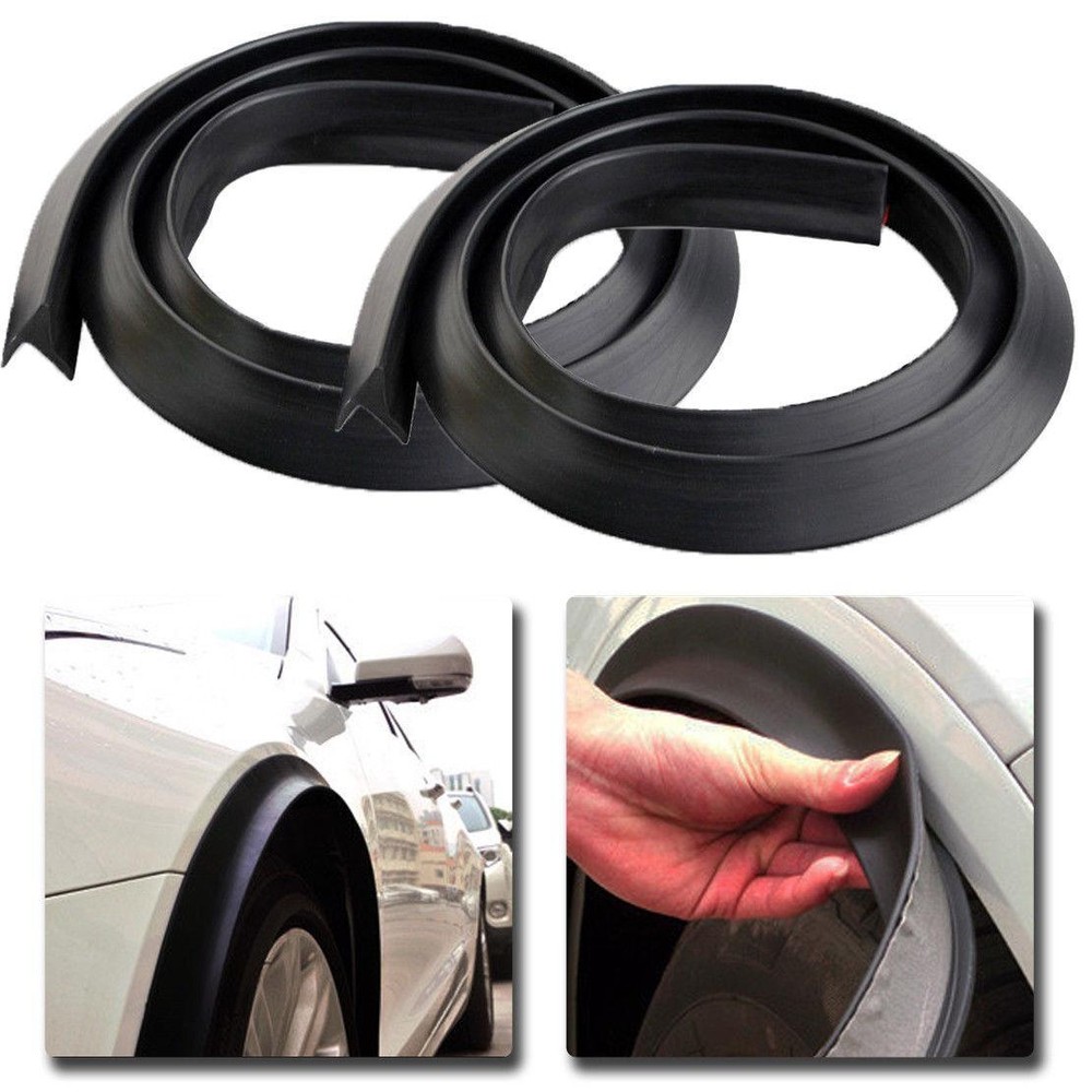 4pcs 1.5m Black Car Wheel Fender Extension Moulding Flares Trim Strip Edge SUV