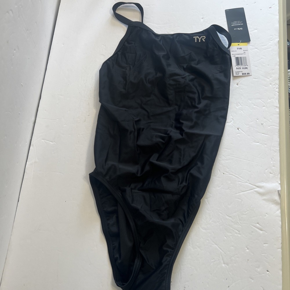 NWT TYR Women's TYReco Solid Diamondback Swimsuit One Piece Black Size 32