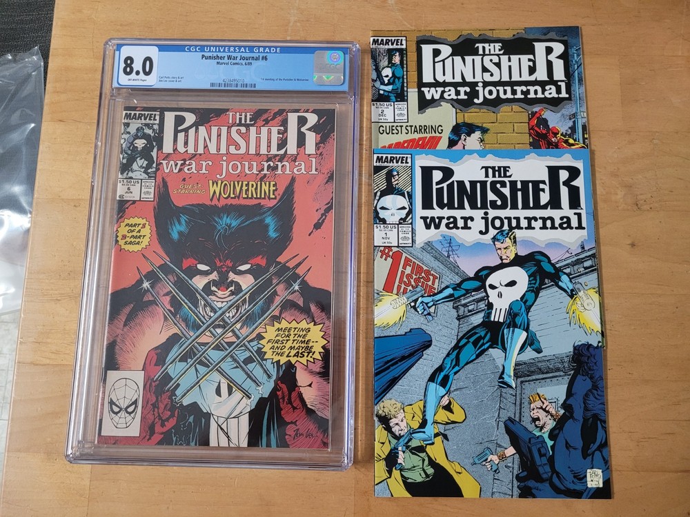 The Punisher War Journal #1, #2, #6 CGC 8.0 1st Punisher & Wolverine, See Notes