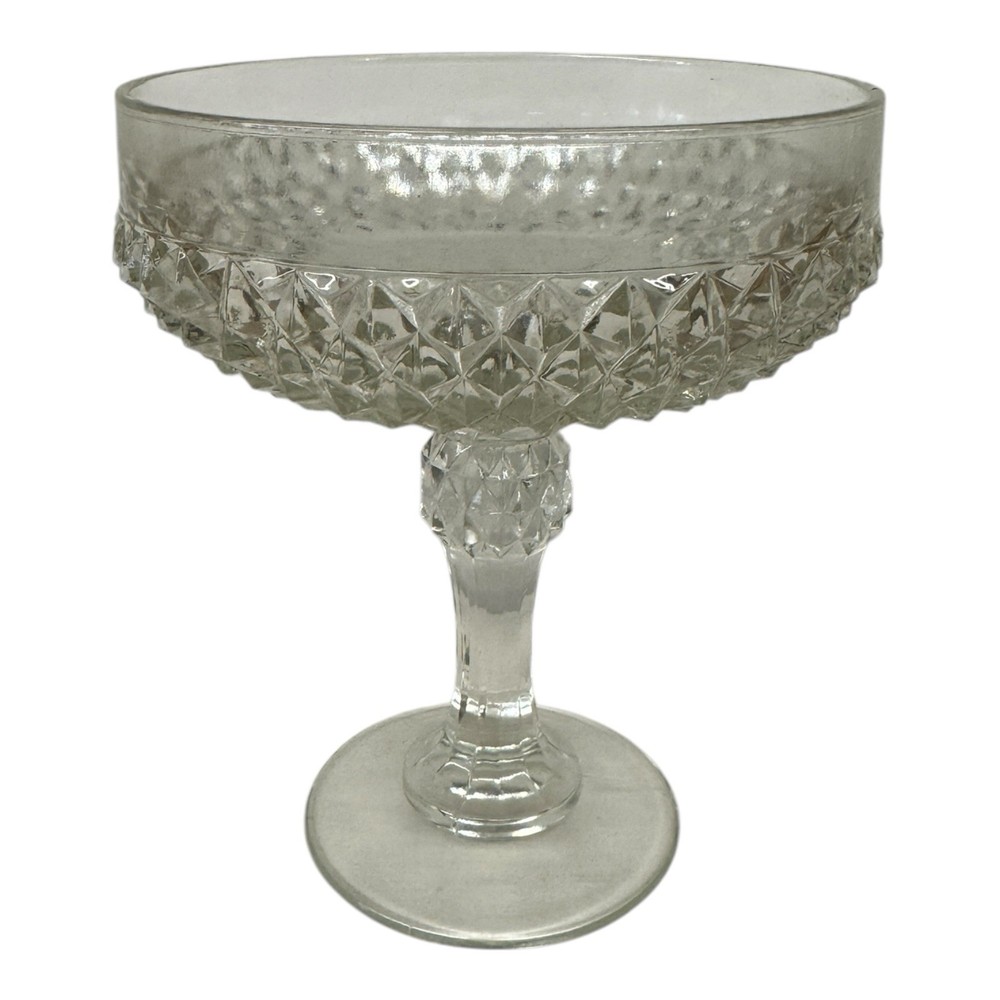 Vintage Diamond Point Indiana Glass Footed Pedestal Candy Dish Excellent Condition