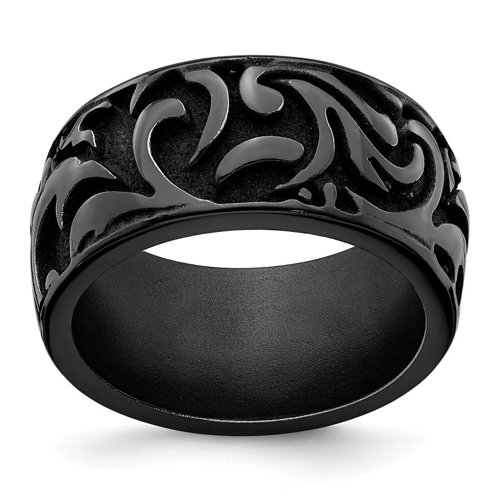 Black Titanium Casted 11mm Band Ring Size 10 for Men 9.22gm