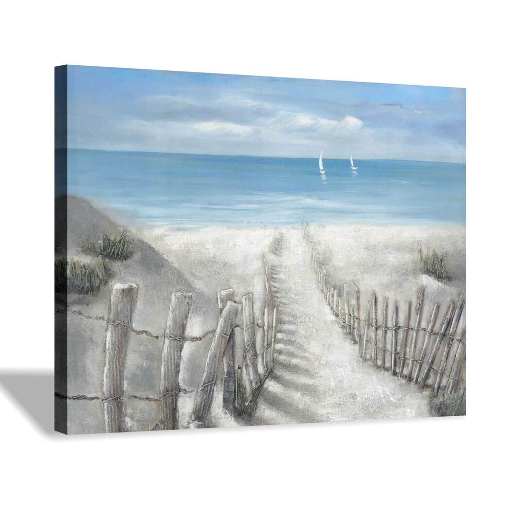 Beach Pathway Canvas Print Artwork: Coastal Ocean Picture Canvas Wall Art Sma...