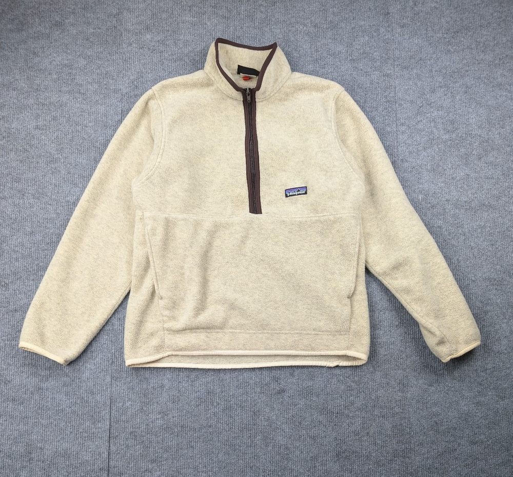 Patagonia Synchilla 1/2 Zip Men Small Beige Fleece Vintage Athleisure Hiking 90s