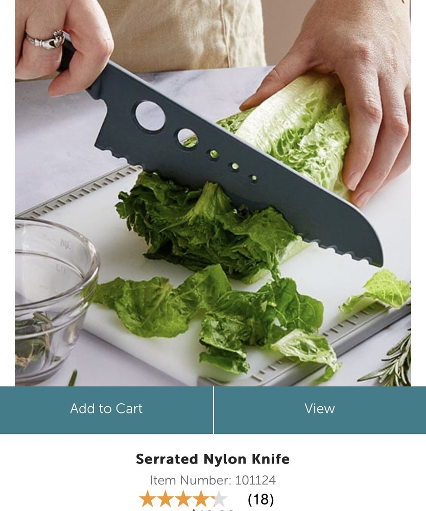Pampered Chef 12 Inch Serrated Nylon Knife with Herb Stripping Holes
