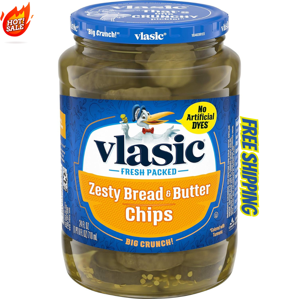 (3 pack)Vlasic Bread and Butter Pickle Chips, Keto Friendly, 16 FL OZ Jar