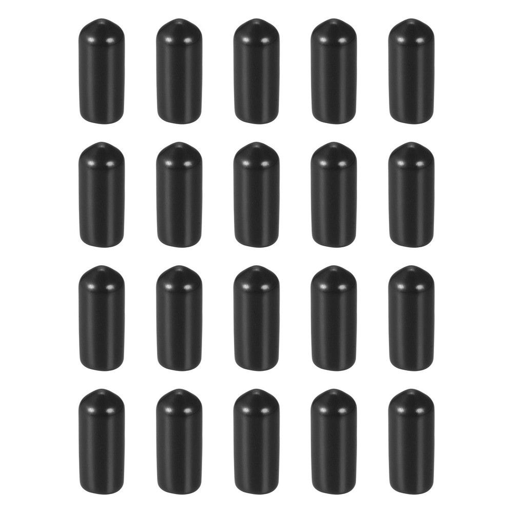 20-Pack 6mm Black Rubber Screw Thread End Caps for Bolts