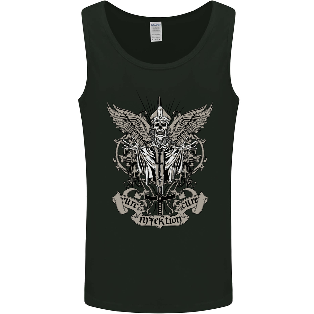Cure the Infektion Skull Motorbike Biker Mens Vest Tank Top