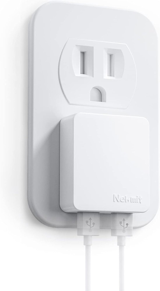 Nekmit Dual Port Smart IC Ultra Thin Flat USB Wall Charger in White