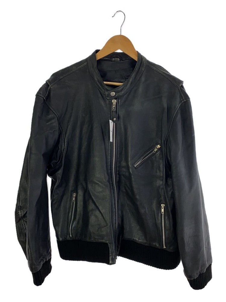 Liugoo Black Plain Leather Blouson Jacket Size 5L 3246