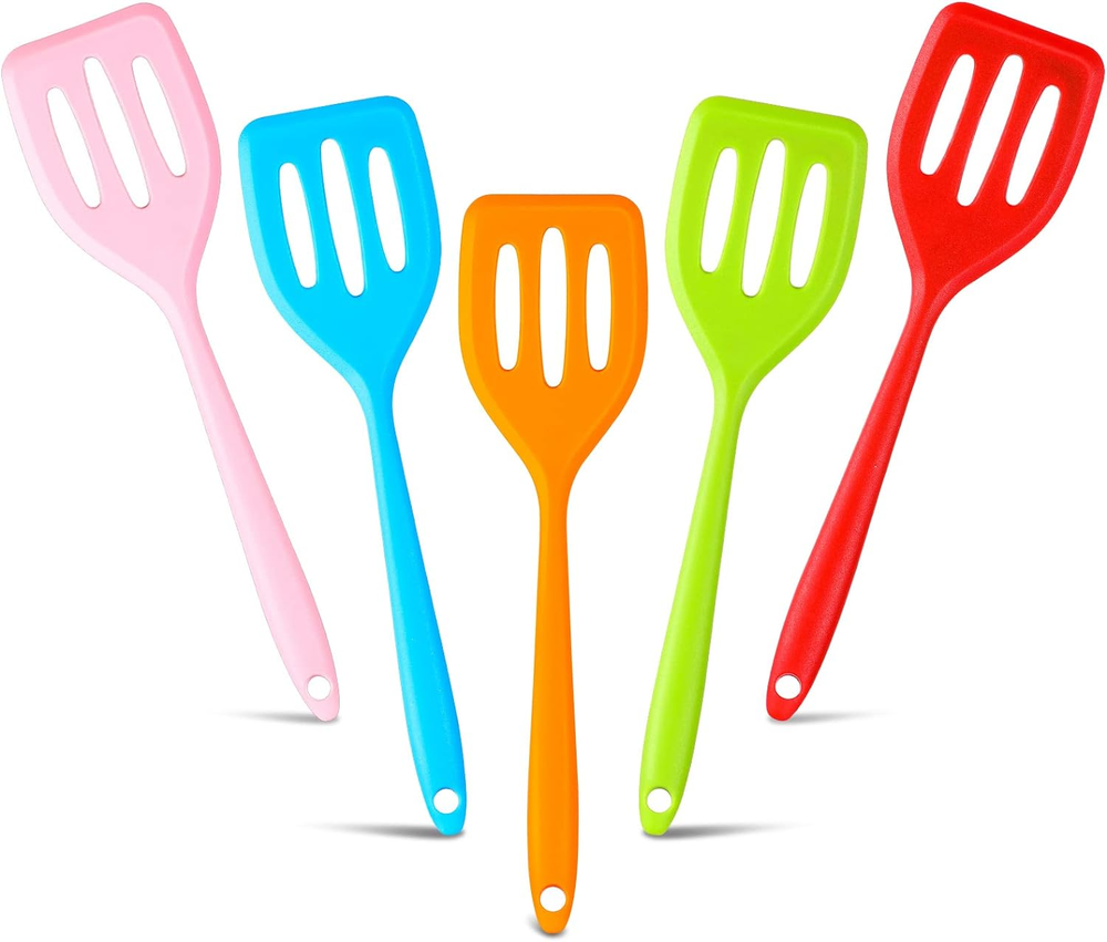 5 Pack Small Silicone Turner High Heat Resistant Slotted Spatula Fish Set Flippe