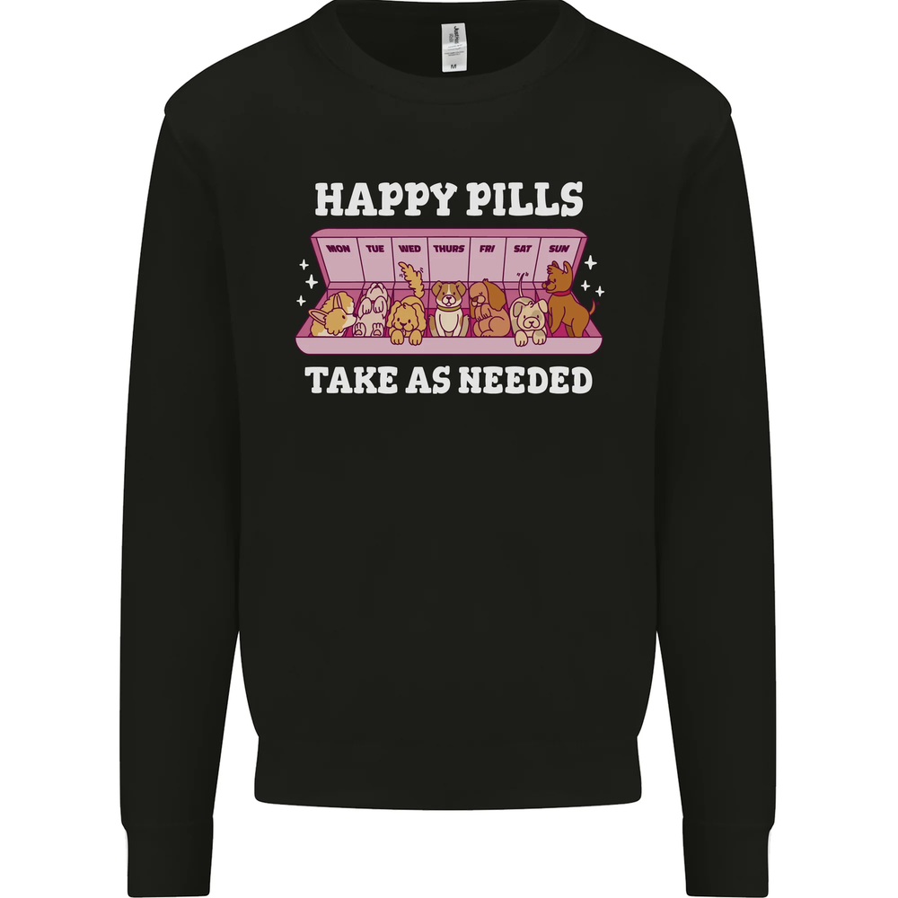 Happy Pills Antidepressants Dogs Mens Sweatshirt Jumper