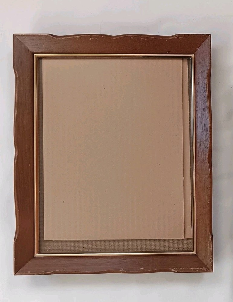 Vintage MCM Wood Photo Picture Frames. 8x10. Gold Tone Trim