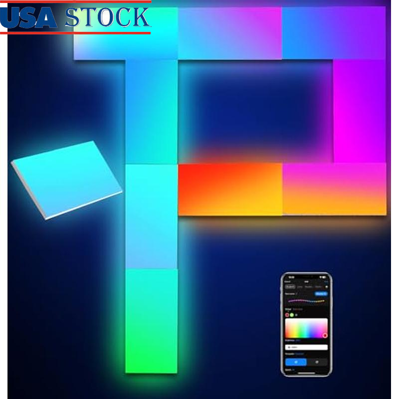 Rectangle LED Wall Panels Voice Control Music Sync Creative Lighting 10 Pack New