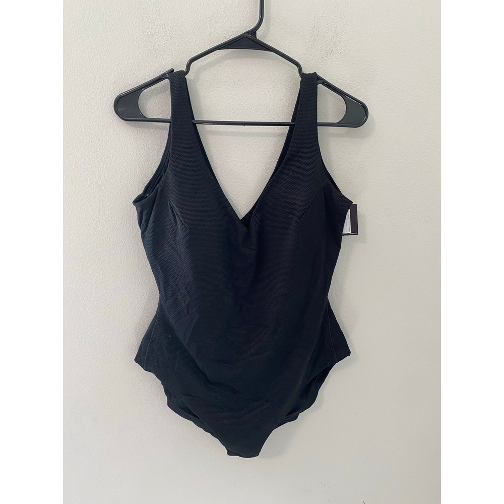 Spanx Pique Shaping One Piece Swimsuit in Very Black Size 1XL