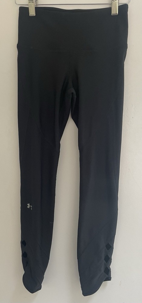 Under Armour HeatGear Womens Solid Black Polyester Blend Compression Leggings XS