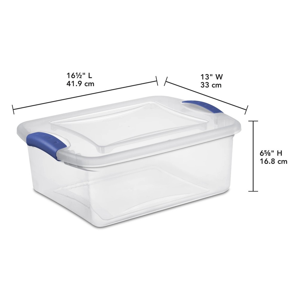 Sterilite 15 Quart Clear Latch Storage Bin with Secure Lid for Organizing