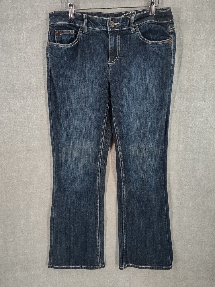 Tommy Hilfiger Womens 8S Stretch Bootcut Blue Distressed Jeans Mid Rise