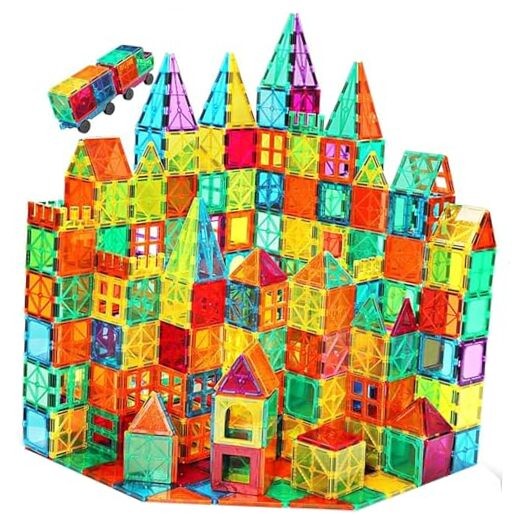 Magnetic Tiles Building Blocks with 2 Cars 100PCS STEM Educational Toy for Kids