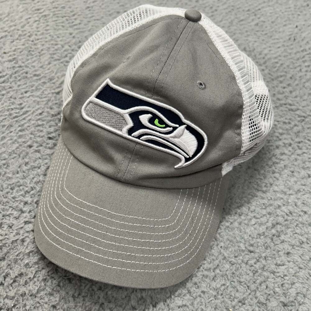 Seattle Seahawks Hat Cap Snap Back Gray Mesh Truckers Fanatics NFL Football