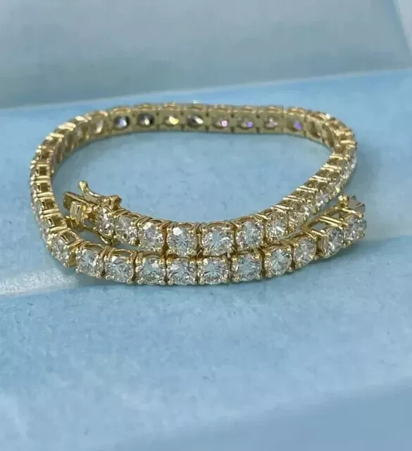 10Ct Round Lab Diamond Tennis Bracelet in 14K Yellow Gold Plated 7.5 Inches