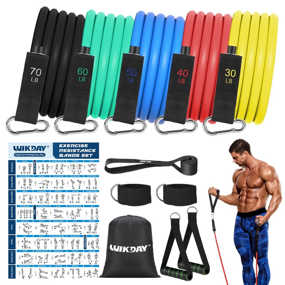 Exercise Resistance Bands with Handles for Working Out, 150/200/250/300 Lbs W...