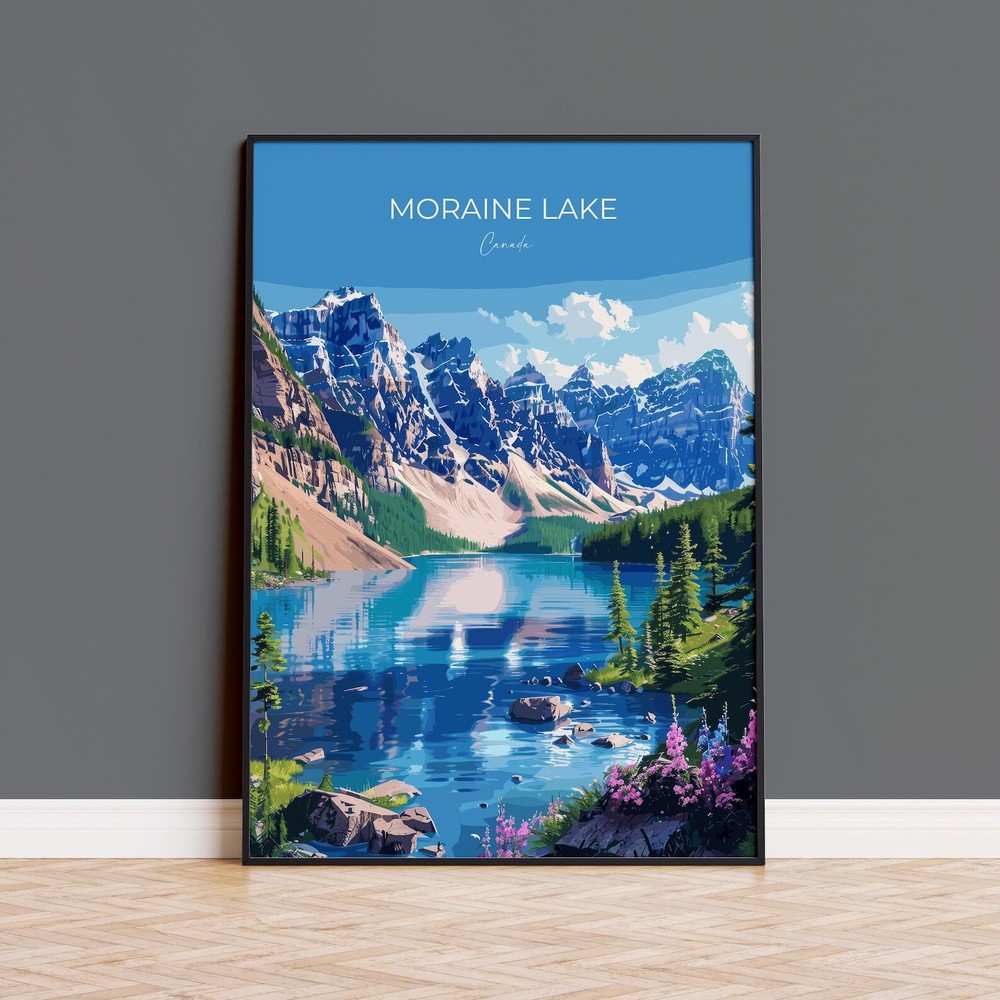 Moraine Lake Travel Poster Travel Print Of Lake Moraine Canada Alberta Gift