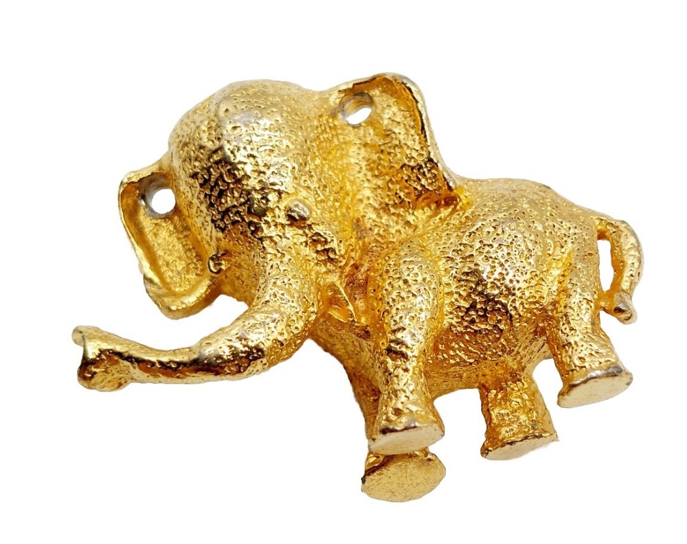 Vintage Elephant Small Gold Tone  Pin Brooch Unsigned