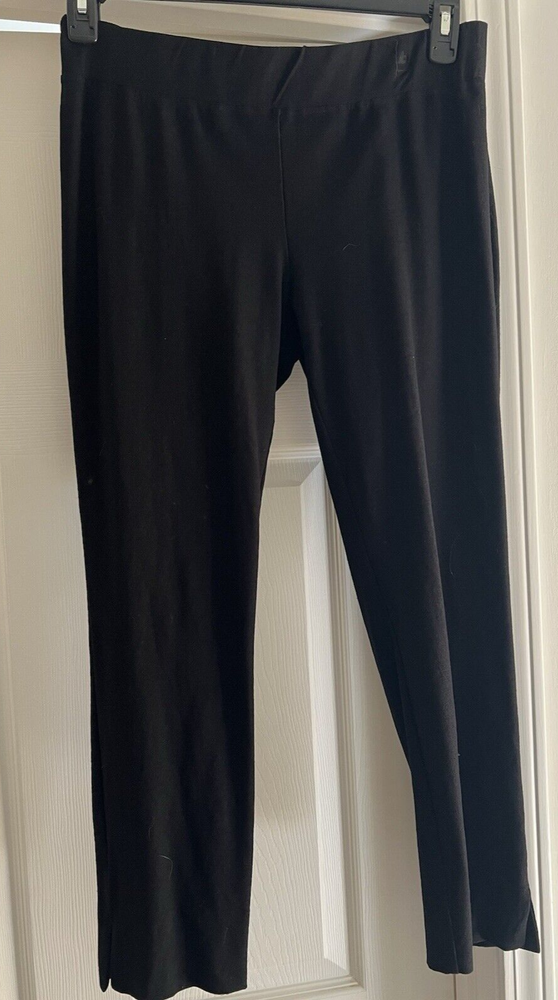 Eileen Fisher Black Washable Stretch Crepe Crop Pants Pull On Mid Rise Womens SP