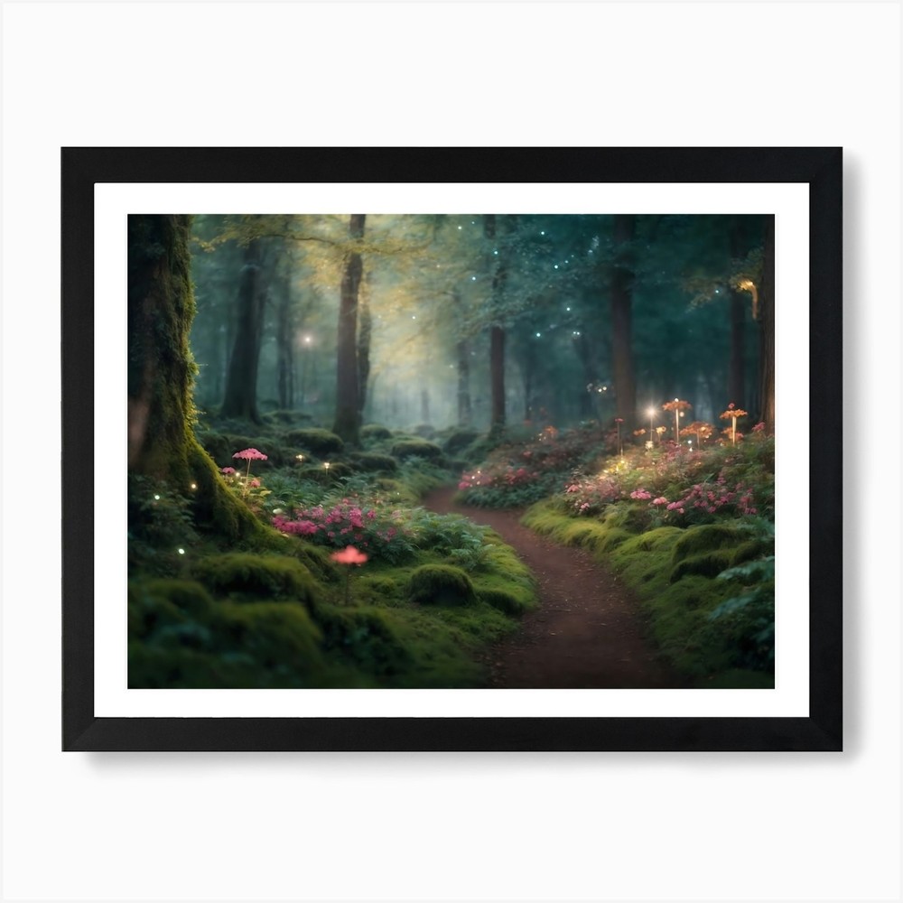 Magic Enchanted Forest Art Print Framed Wall Art Poster Canvas Print Picture