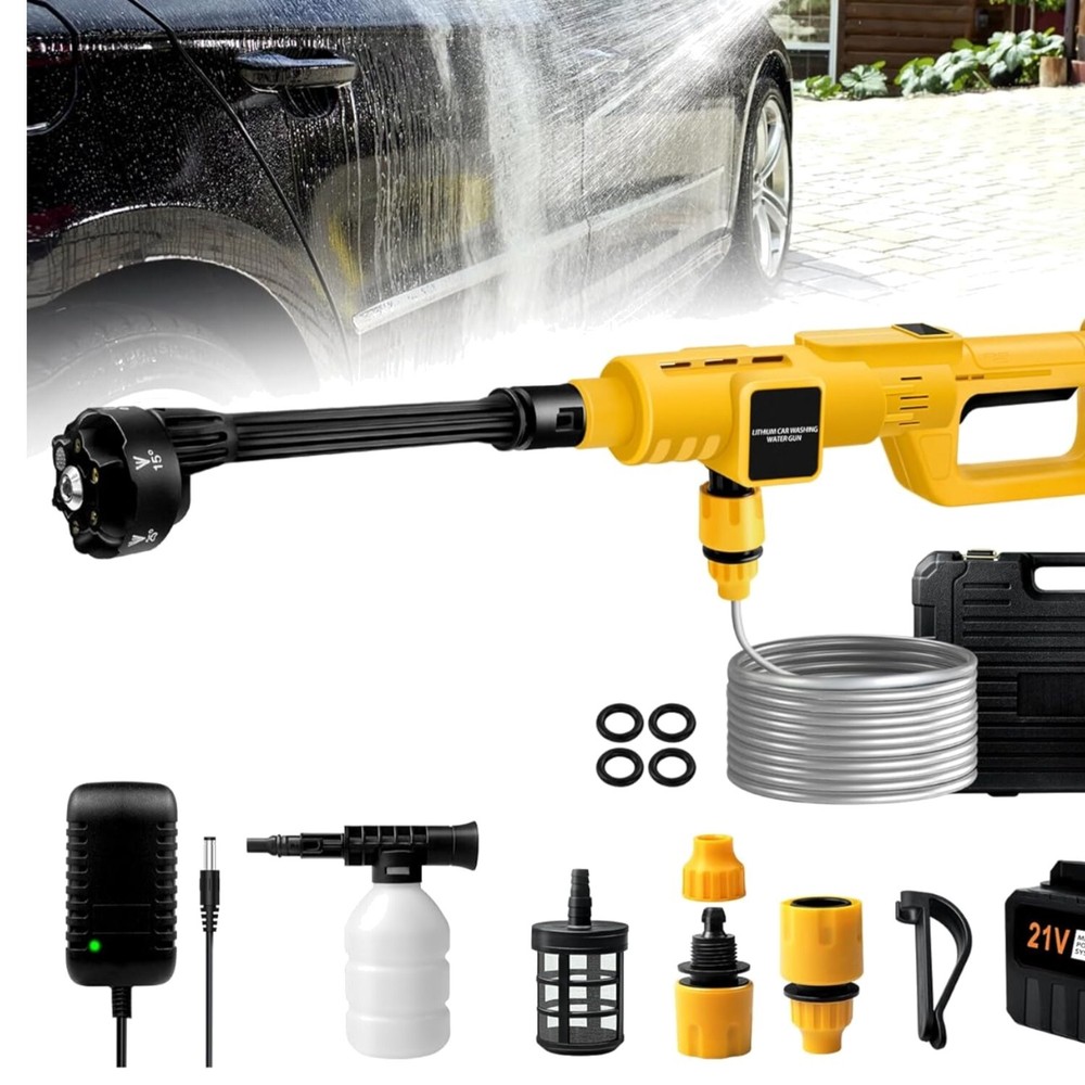 Durable Cordless Pressure Washer - Travel-Friendly with 6-in-1 Nozzle Features