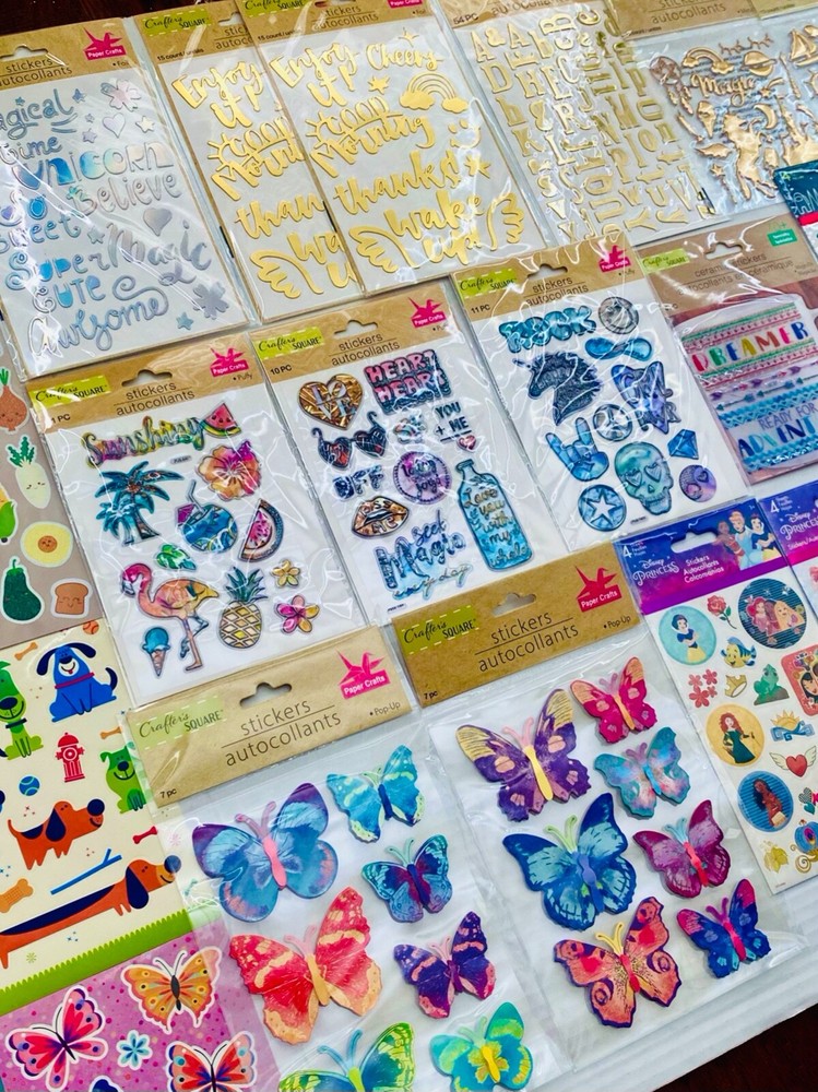 Sandylion, Hallmark, American Greetings 498+ Sticker Lot Glossy Pop Up Glitter