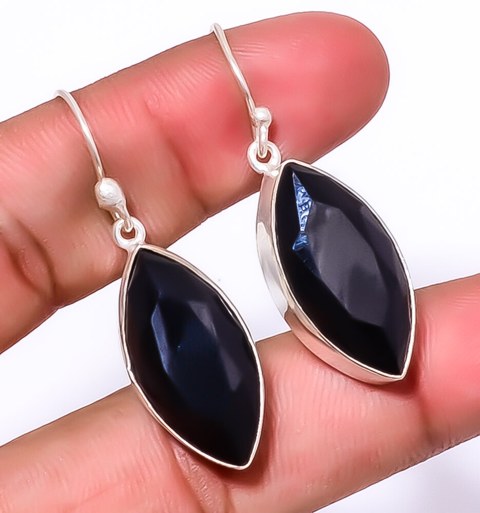 Black Onyx 925 Sterling Silver Handmade Earring 1.64