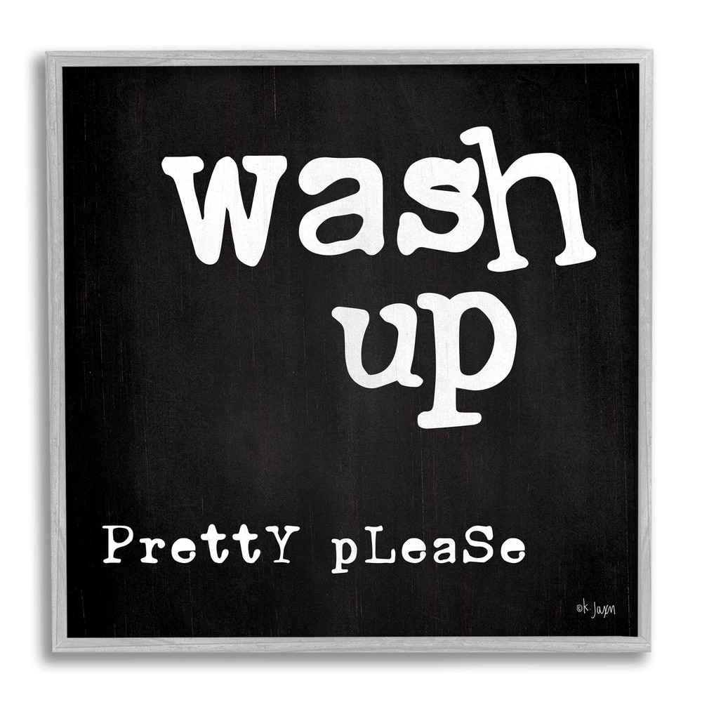 Wash Up Pretty Please Bathroom Sign Black White, Designed by Jaxn BLVD. Gray ...