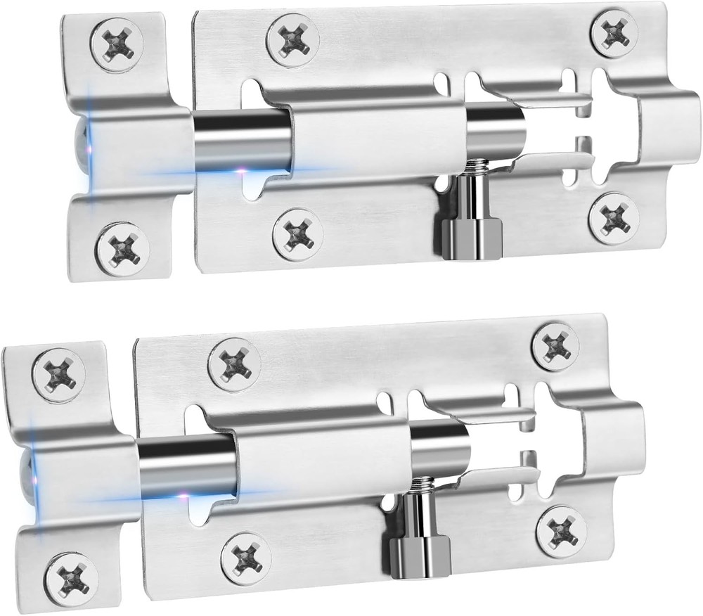 2 Pack Slide Lock, 3 Inch Barrel Bolt Latch, Premium Door Bolt Lock, Stainless