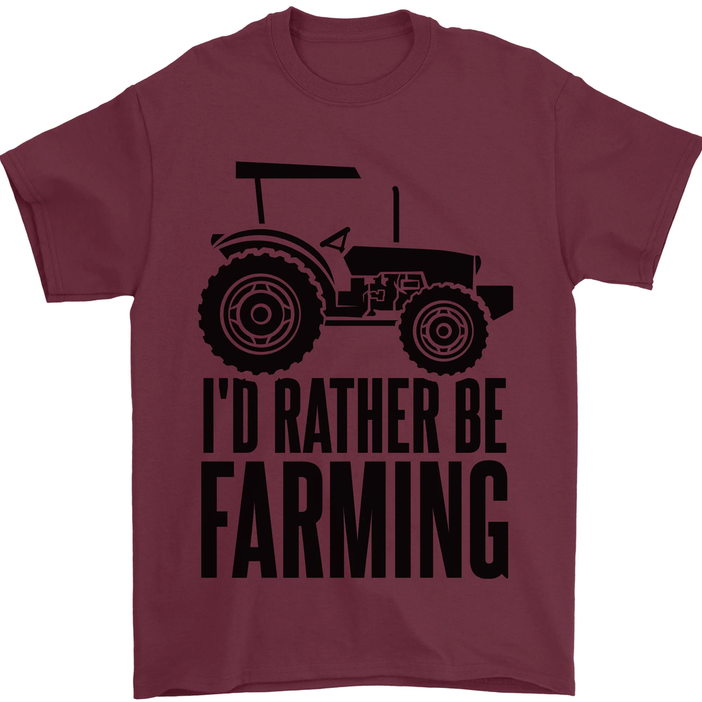 I'd Rather Be Farming Farmer Tractor Mens T-Shirt 100% Cotton