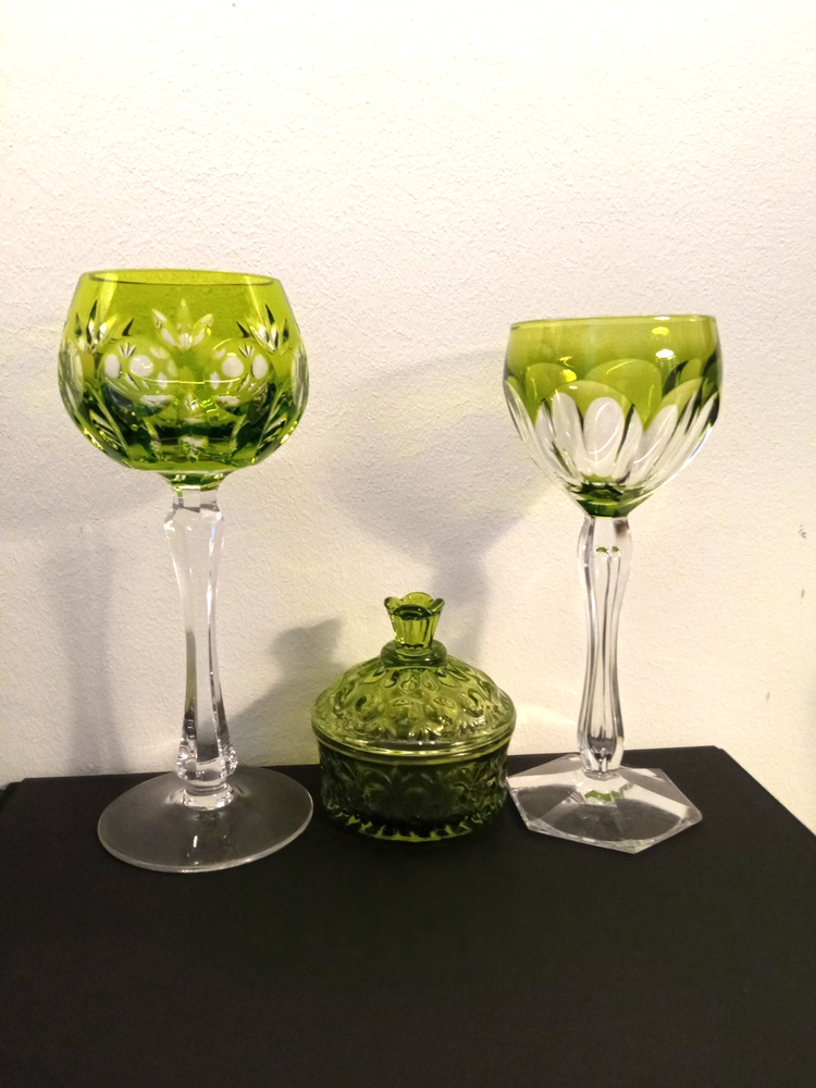 REZEDA COLOR SET  OF GLASSES  VAL SAINT LAMBERT CRYSTAL , NACHTMANN, GLASS BOX