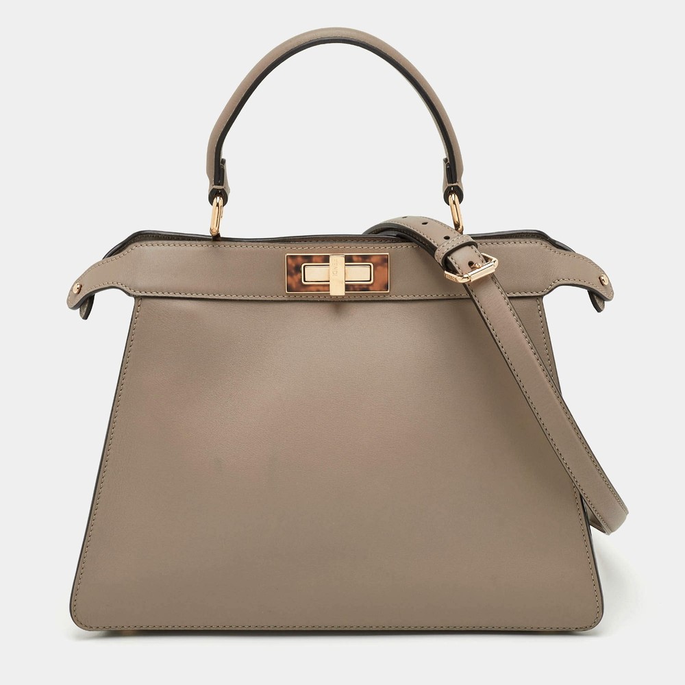 Fendi Peekaboo Iseeu Medium Beige Leather Top Handle Bag