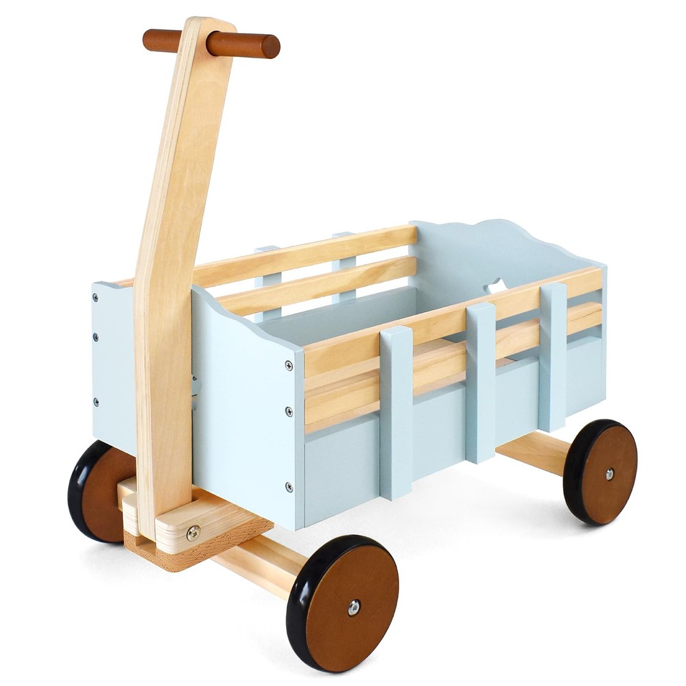 Wooden Cargo Walker Cart Stroller for Toddlers Push and Pull Toy Wagon