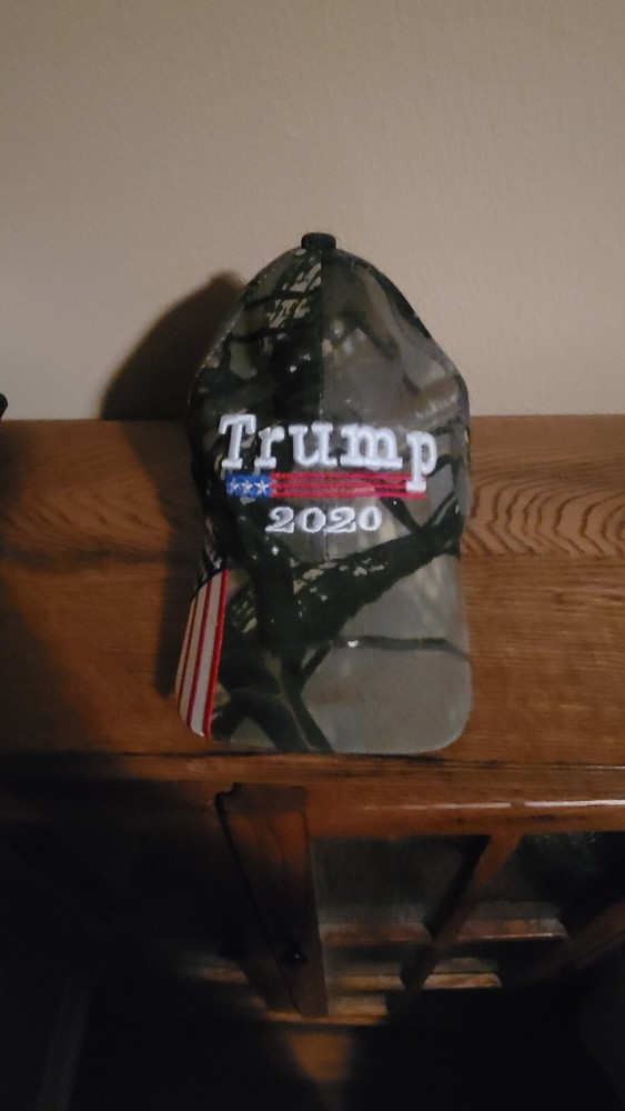 Donald Trump 2020 Camo American Flag Strapback Hat One Size Fits Most
