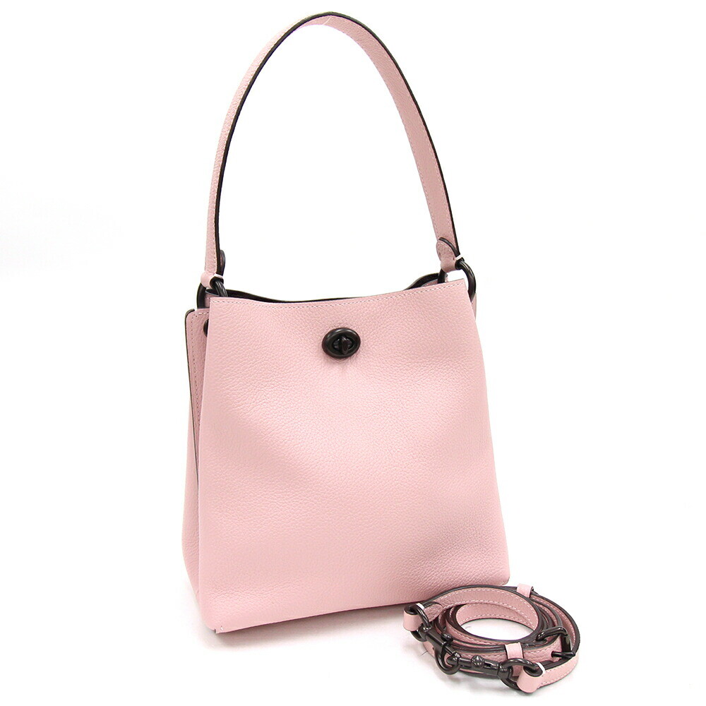 Coach 2Way Shoulder Bag Willow Bucket Color Block 89102 Light Pink Leather Used