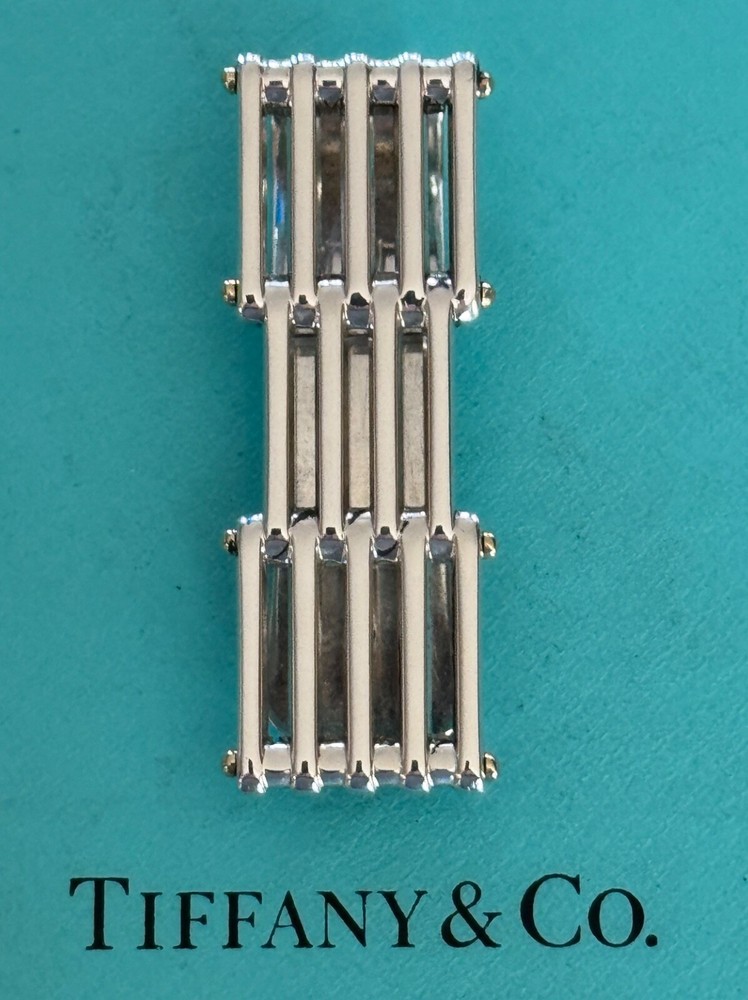 Tiffany & Co Sterling Silver and 18k Gold Money Clip with Gate Link Design