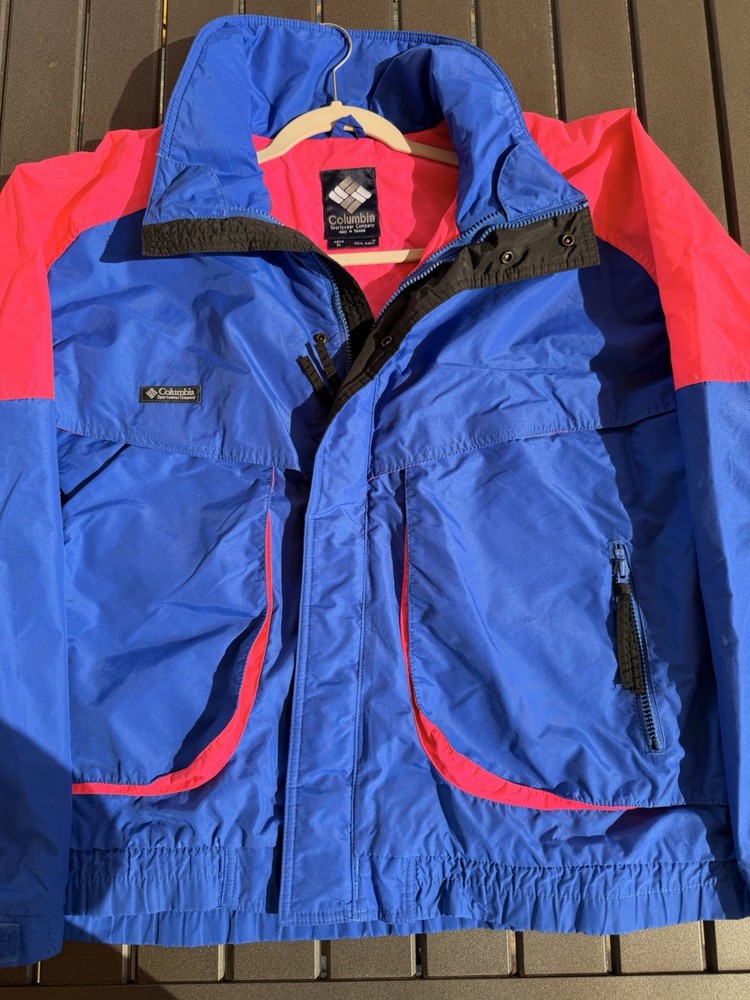 Vintage 90s Columbia Powder Keg Ski Jacket Mens XL Neon Blue Pink