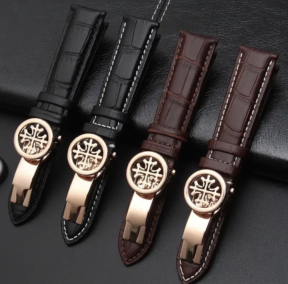 For Patek Philippe watches leather watch strap with deployant buckle