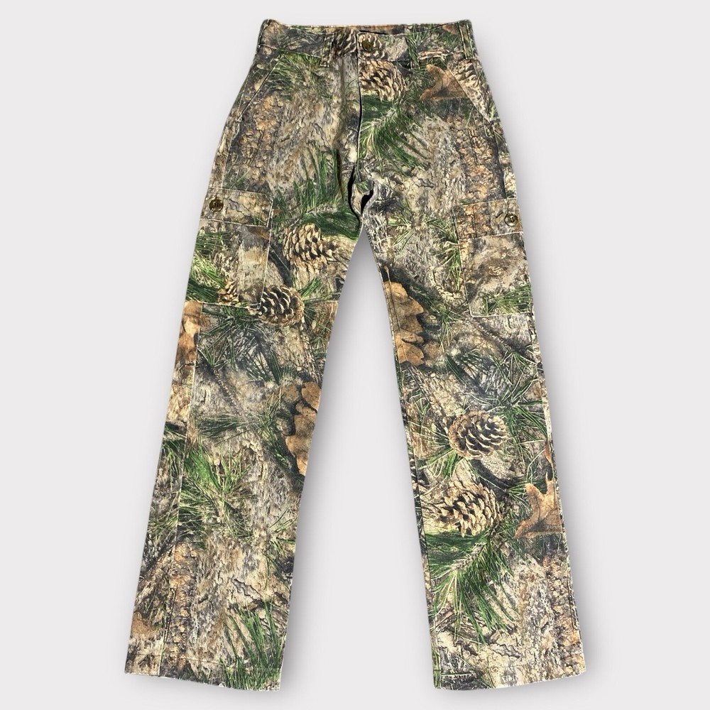 Vintage Camo Cargo Pants Boys 25x27 XL 16 Pockets Youth Teen USA 90s True Timber